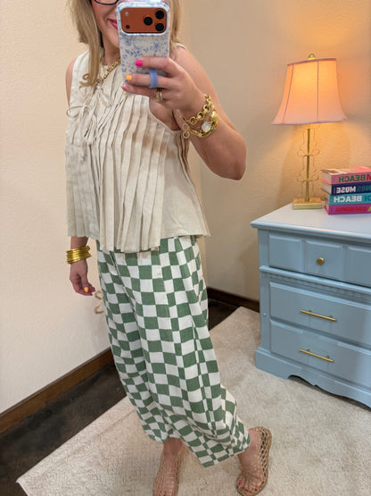 Oatmeal Pleated Top