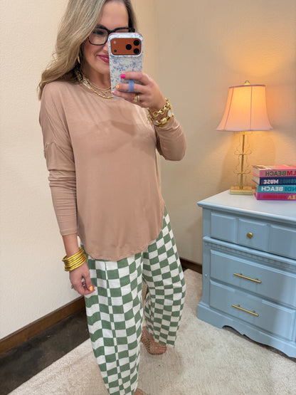 Tan Luxe Basic Long Sleeve Top