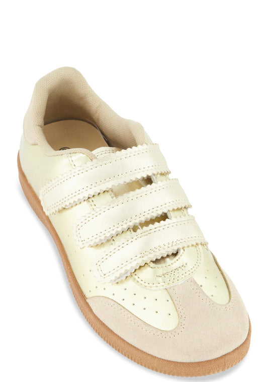 Gold Velcro Strap Sneakers