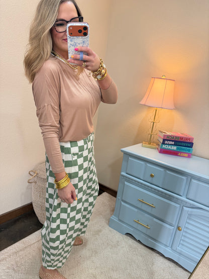 Tan Luxe Basic Long Sleeve Top