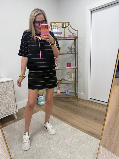 Scuba Black Stripe Skort Set