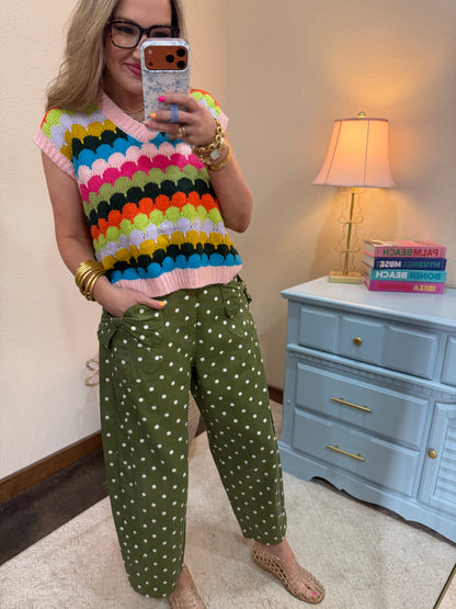 Multi Color Design Knit Vest Top