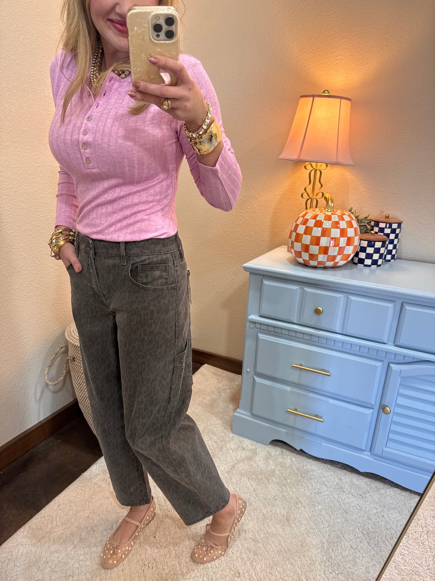 Black Cheetah Cropped Carpenter Barrel Jeans