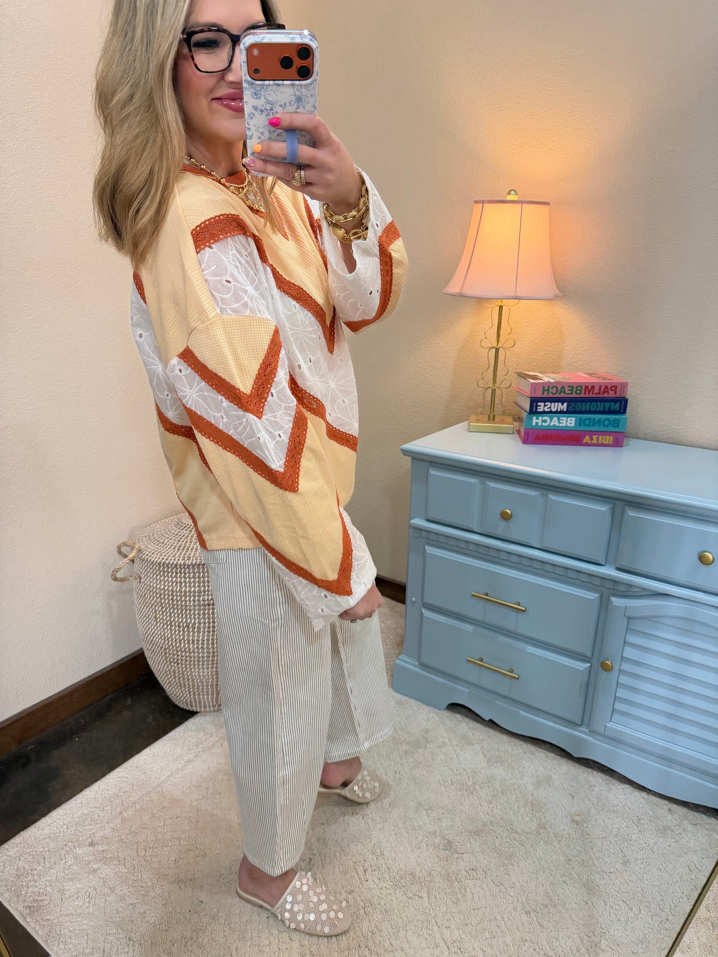 Canary Yellow and Lace Overlay Top