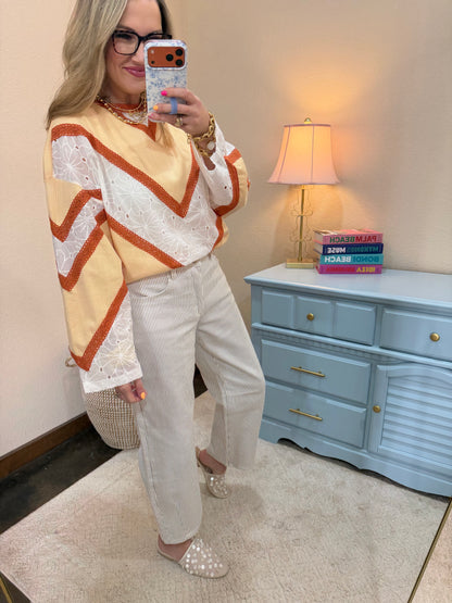 Canary Yellow and Lace Overlay Top