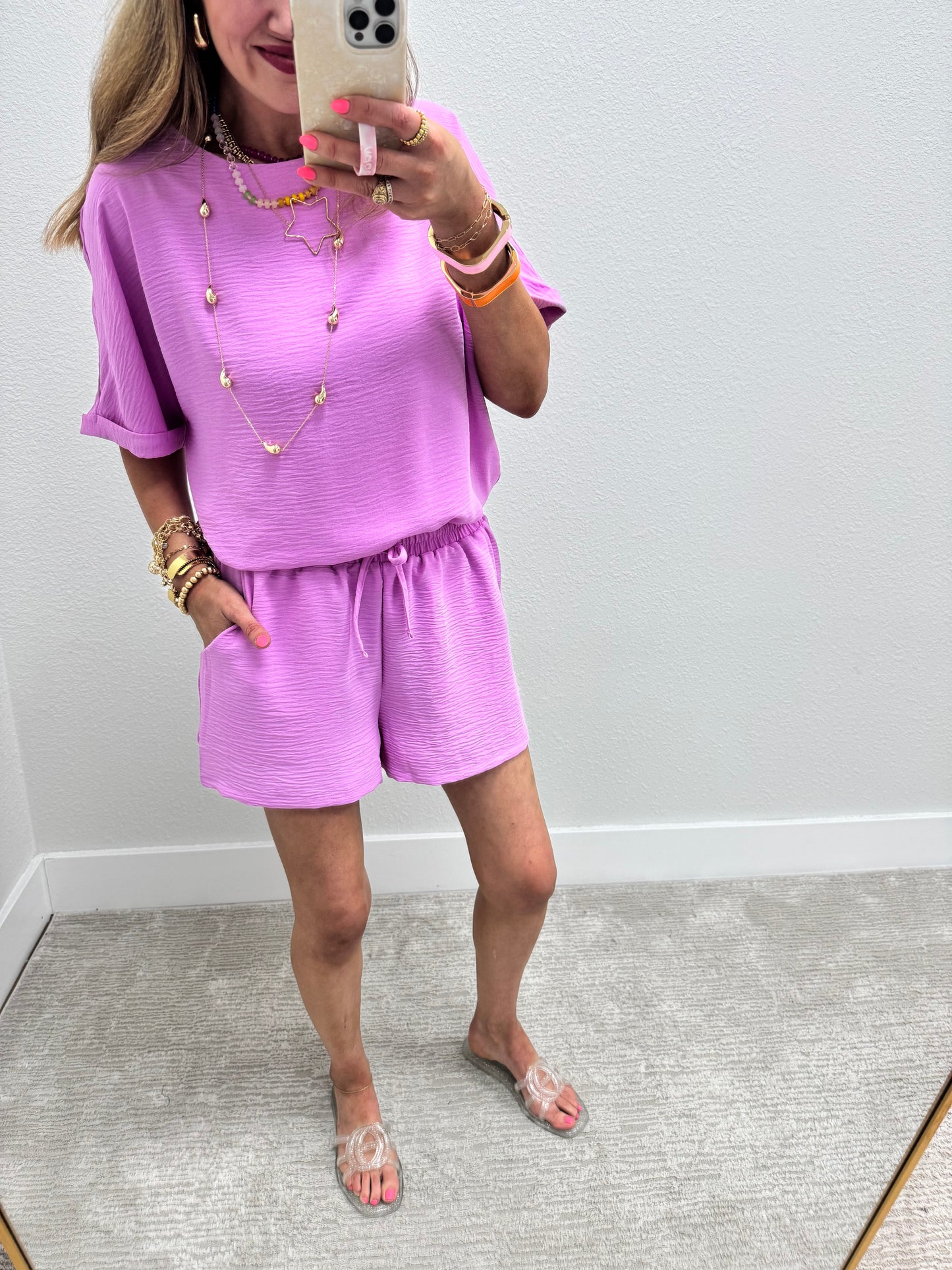 Mauve Two Piece Short Set