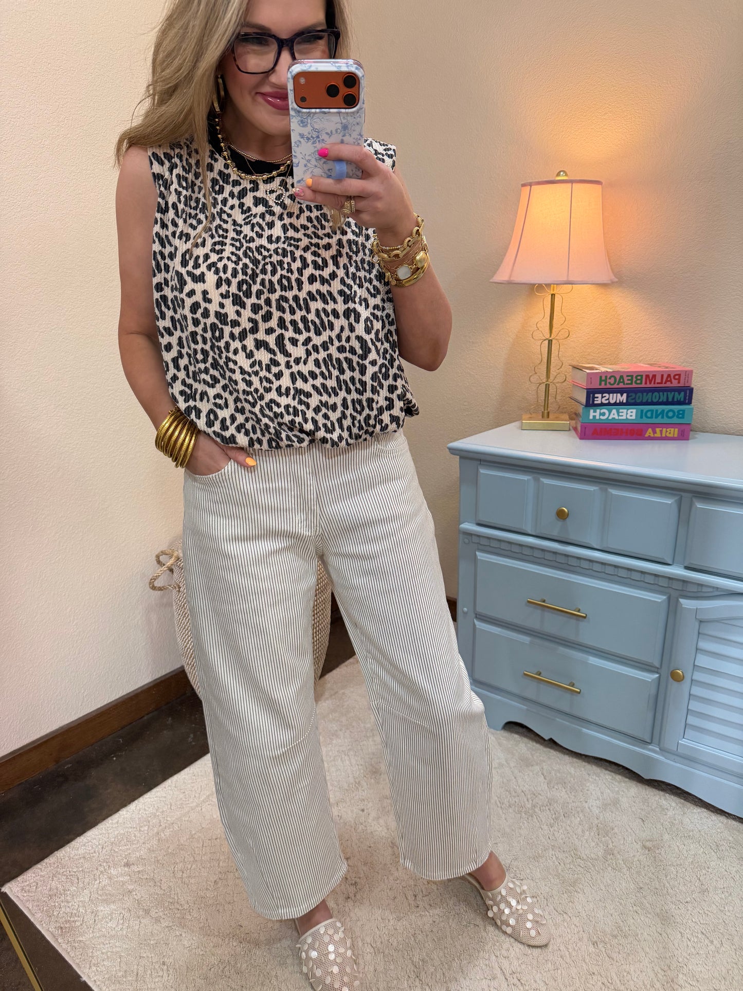 Ivory Leopard Print Textured With Bubble Hem Top