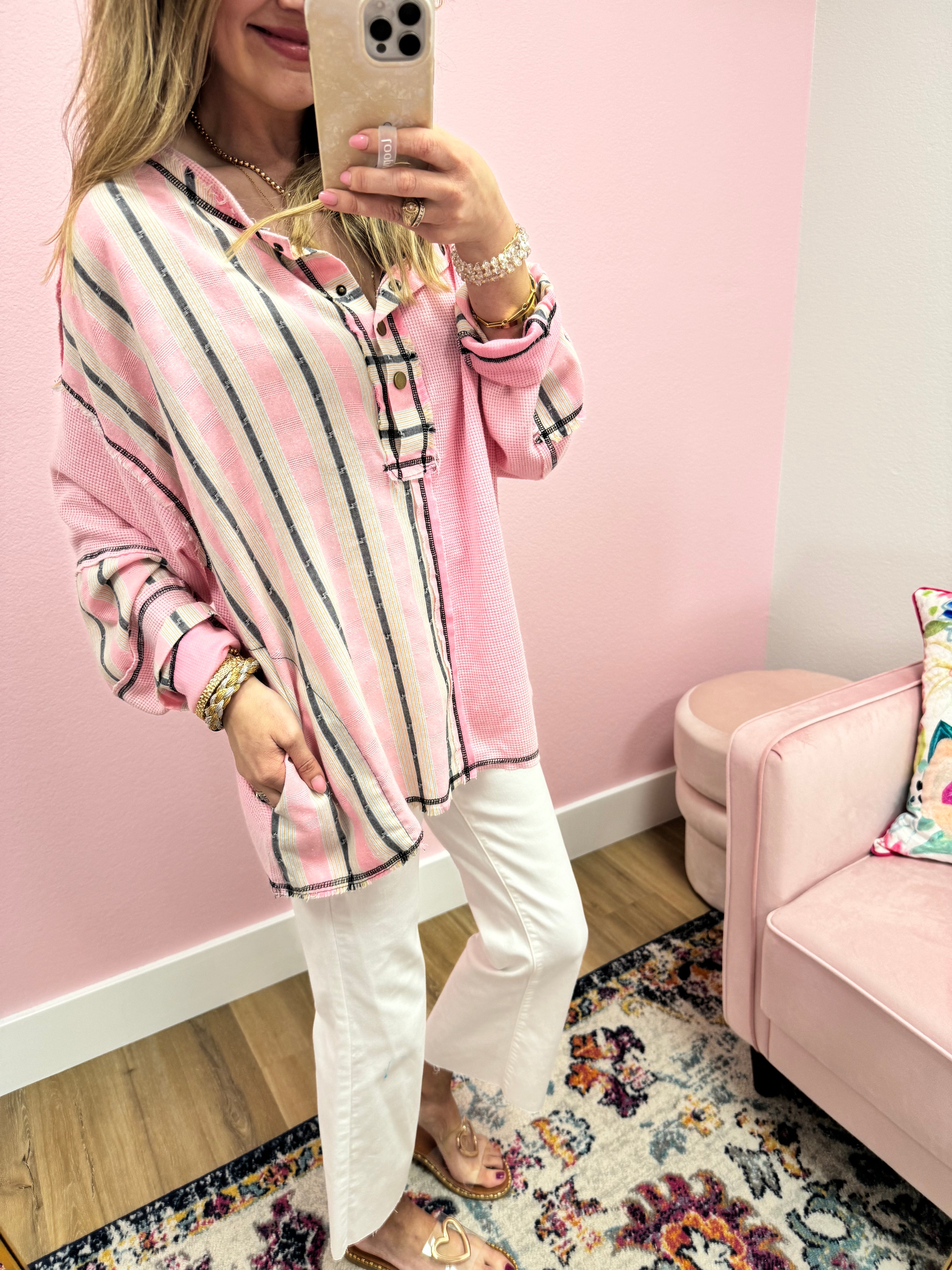 Pink and striped long sleeve