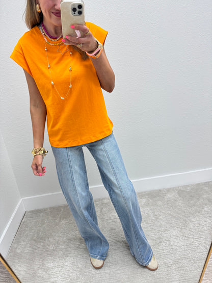 Orange Sleeveless Top FS