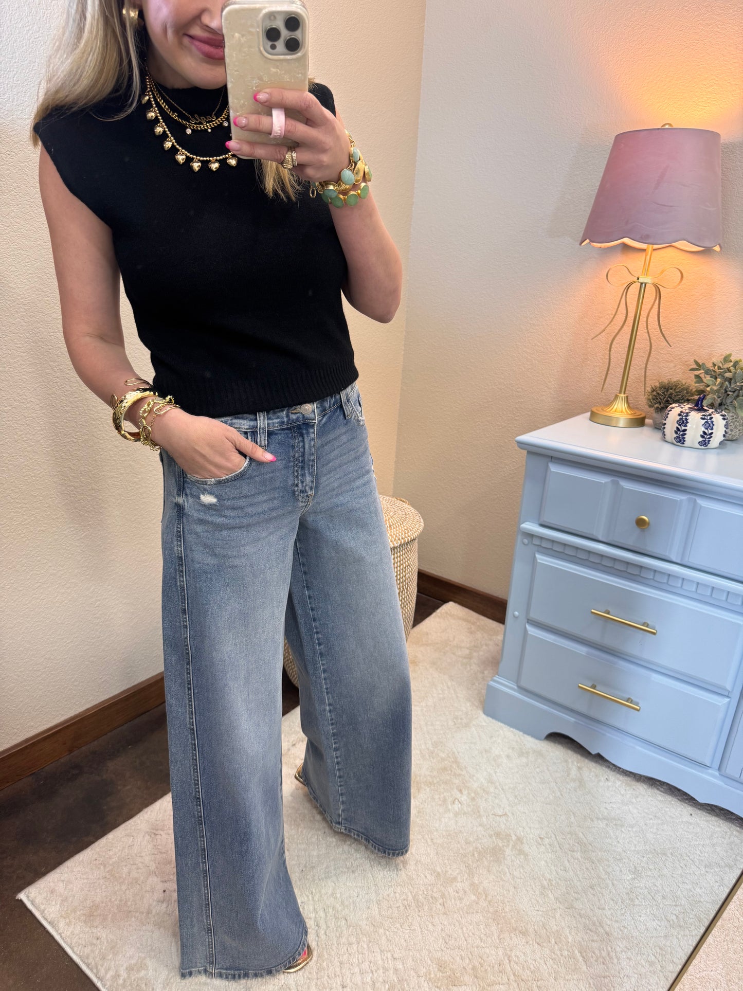 KanCan Mid Rise Super Wide Leg Jeans PRE ORDER