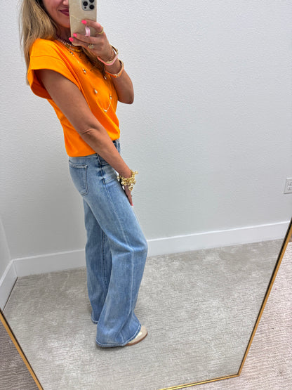 Orange Sleeveless Top FS