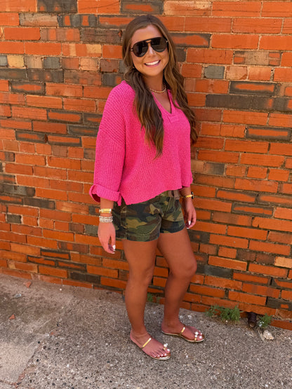 Pink 3/4 Knit Top