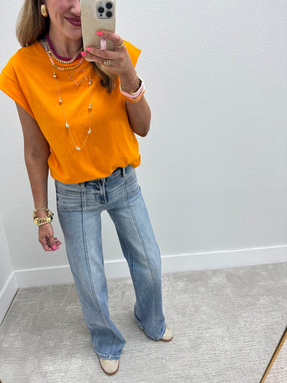 Orange Sleeveless Top FS
