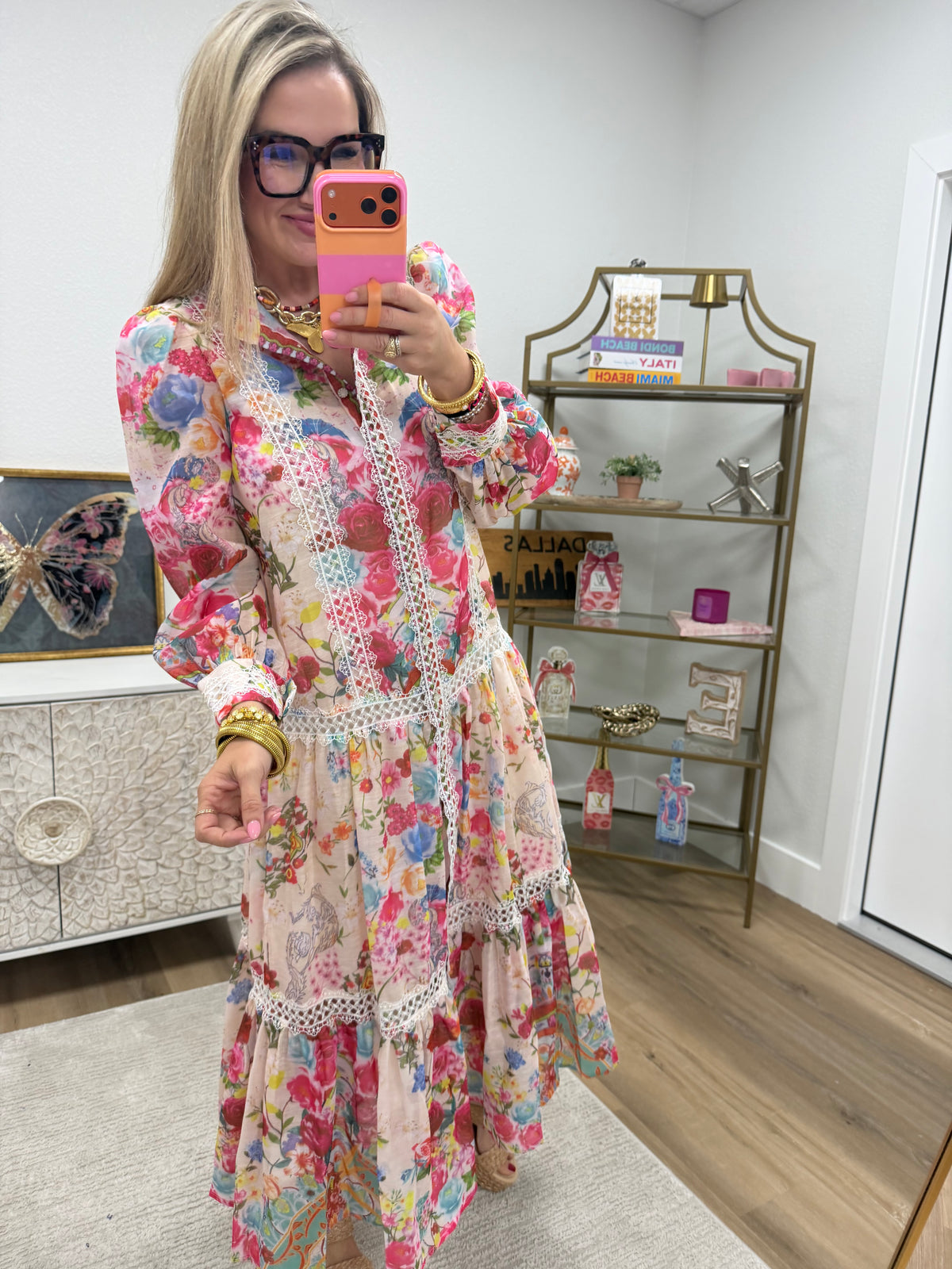 Long Sleeve Floral Lace Maxi Dress