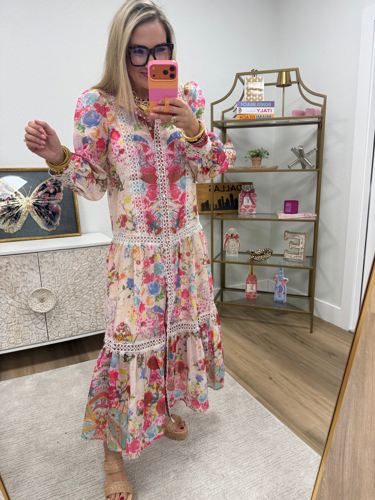 Long Sleeve Floral Lace Maxi Dress