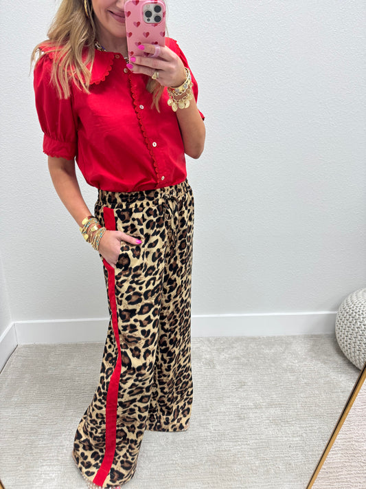 Red Stripe Leopard Pants