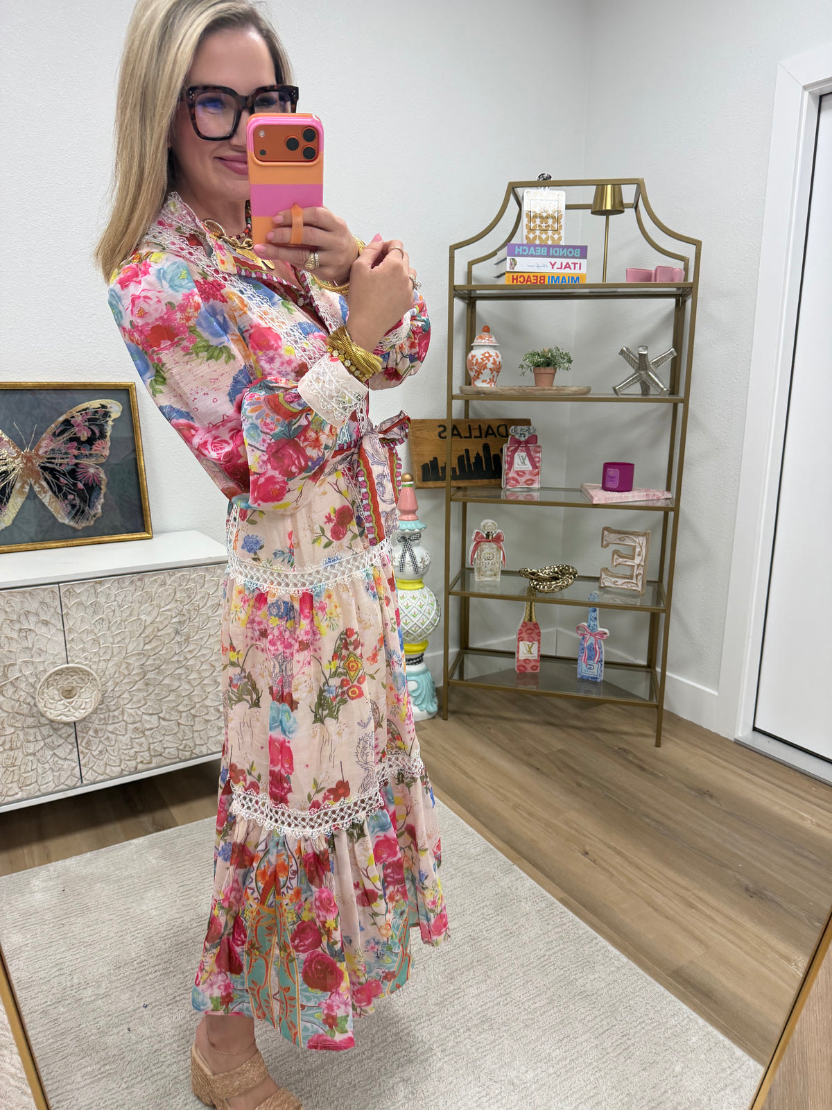 Long Sleeve Floral Lace Maxi Dress