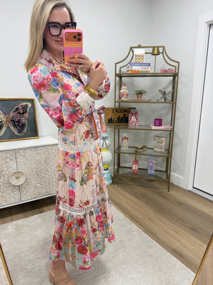 Long Sleeve Floral Lace Maxi Dress