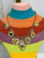 Gold Multi Heart Charm Necklace FS