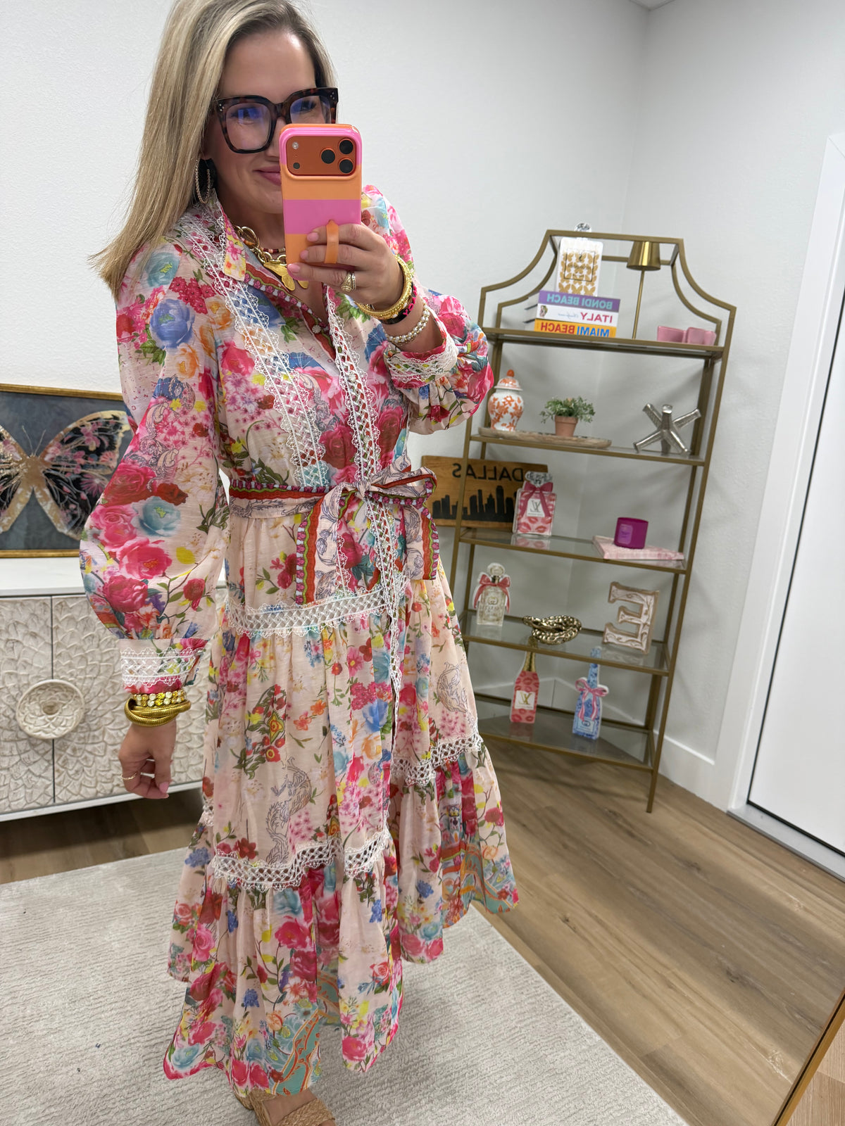 Long Sleeve Floral Lace Maxi Dress