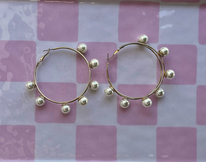 Large Pearl Studded Hoops FS