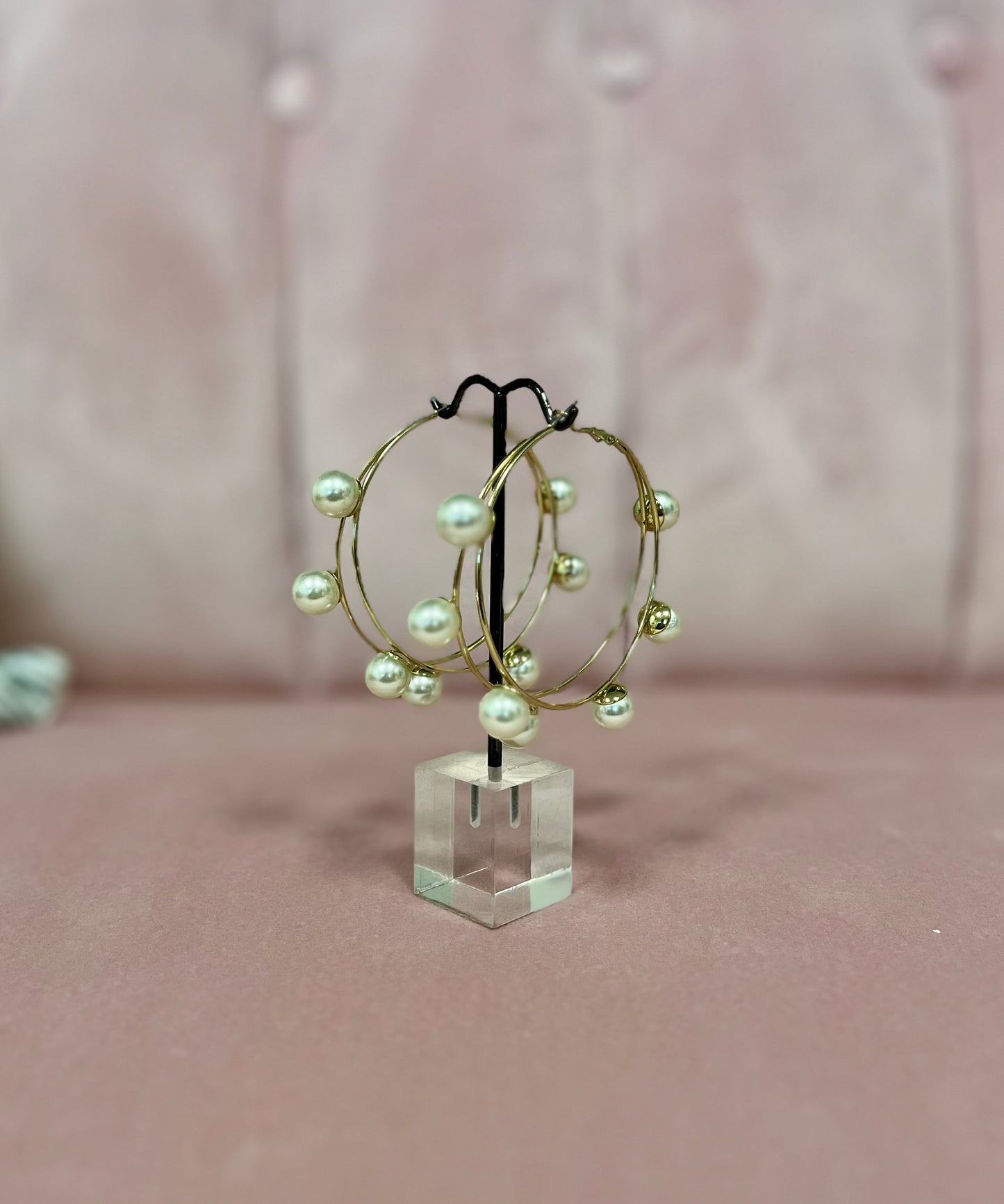 Large Pearl Studded Hoops