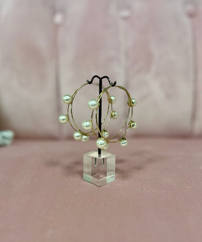 Large Pearl Studded Hoops FS