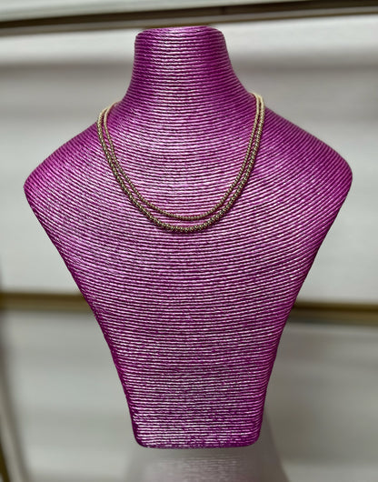 Double Bead Necklace (Silver and Gold)