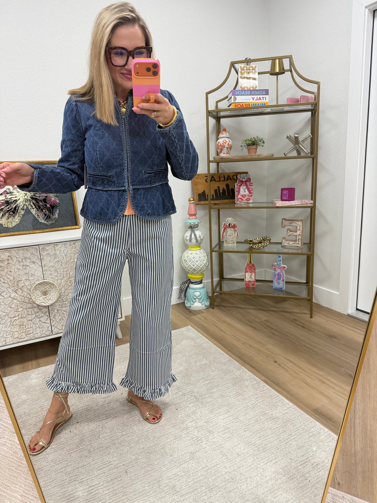 Denim Quilted Peplum Style Denim Shirt Jacket