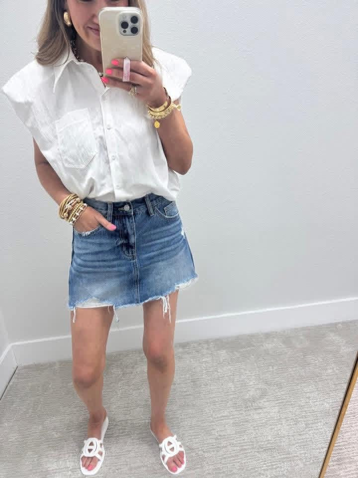 Denim Medium Blue Mini Skirt