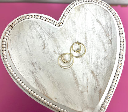 Gold Double Ball Hoop Earring