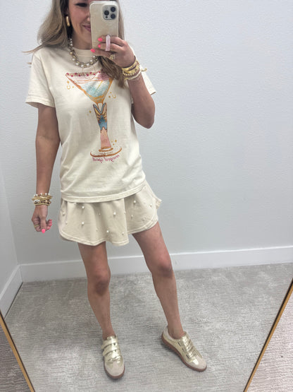 Ecru Pearl Embelished Skort