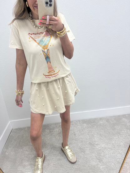 Ecru Pearl Embelished Skort