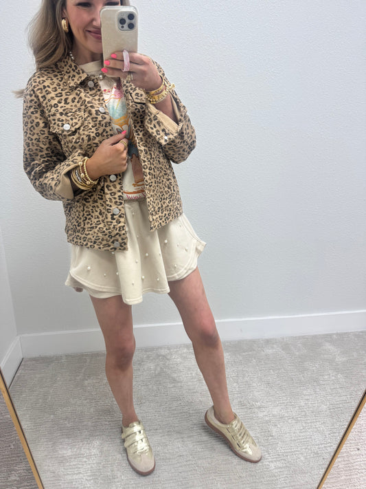Risen Leopard Print Denim Jacket