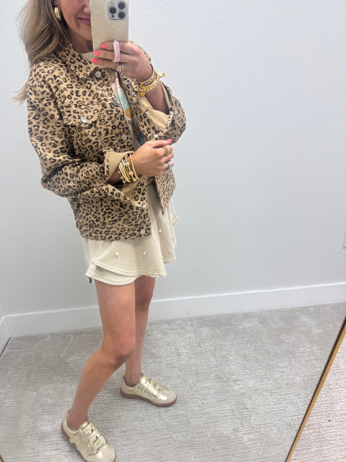 Risen Leopard Print Denim Jacket