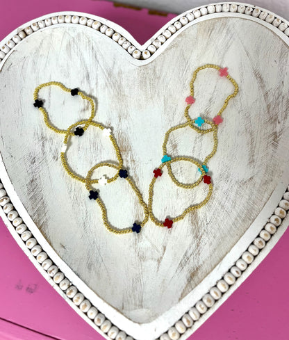Luxe Colored Cross Bracelet- Gold