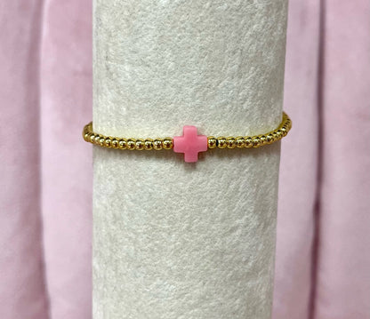 Luxe Colored Cross Bracelet- Gold
