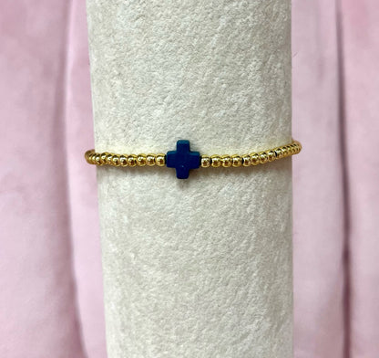 Luxe Colored Cross Bracelet- Gold