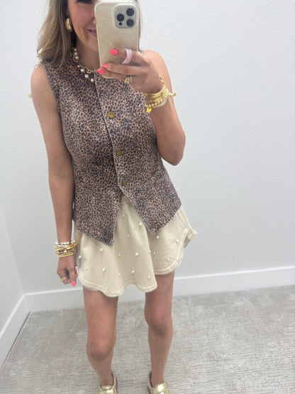 Ecru Pearl Embelished Skort