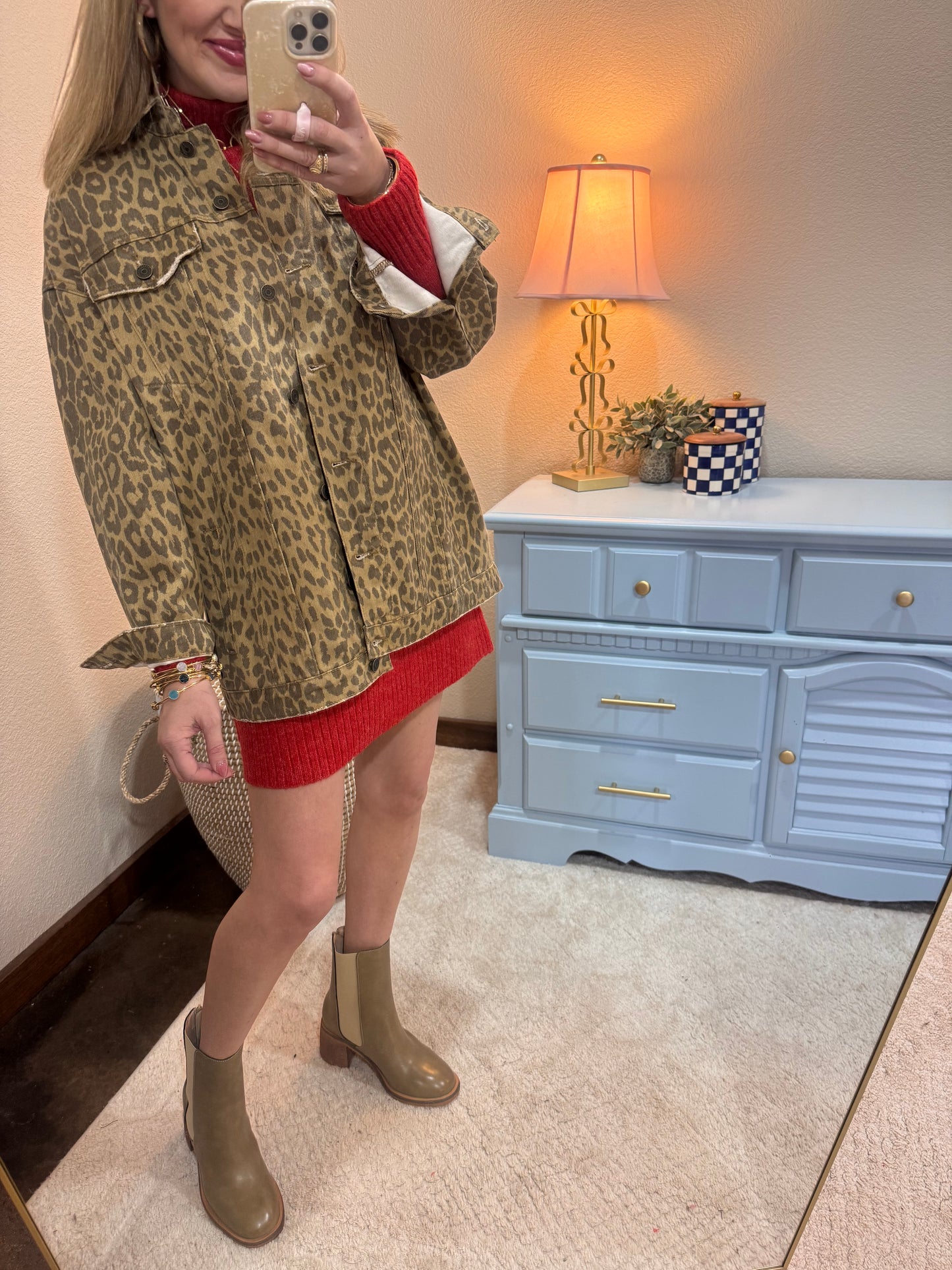 Red High Neck Sweater Dress