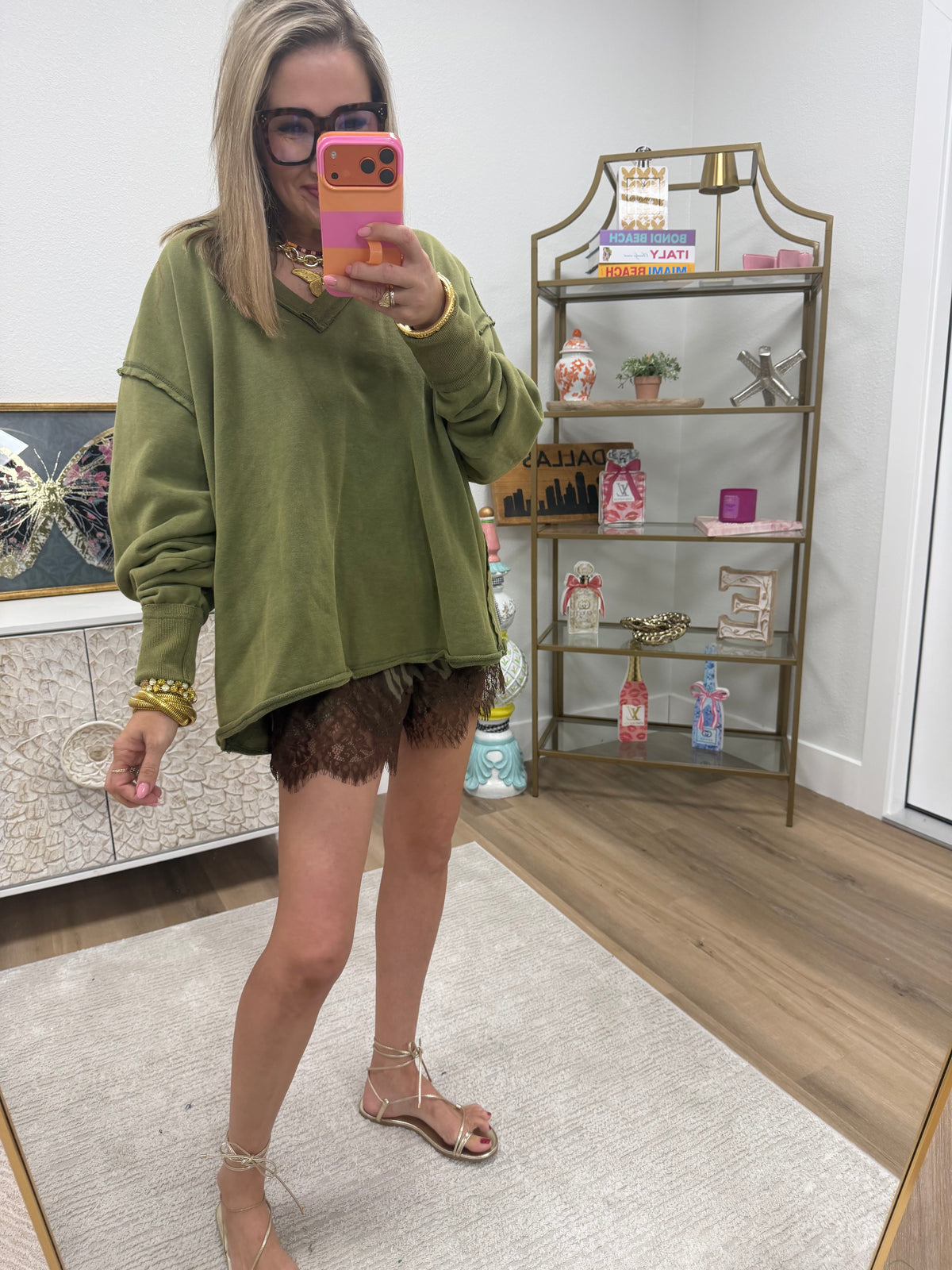 Dusty Olive Mineral Washed French Terry Over-sized Sweatshirt