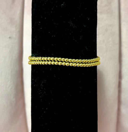 Dainty Gold Bead Bracelet Set of 2