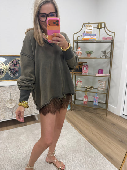 Ash Mineral Washed French Terry Over-sized Sweatshirt