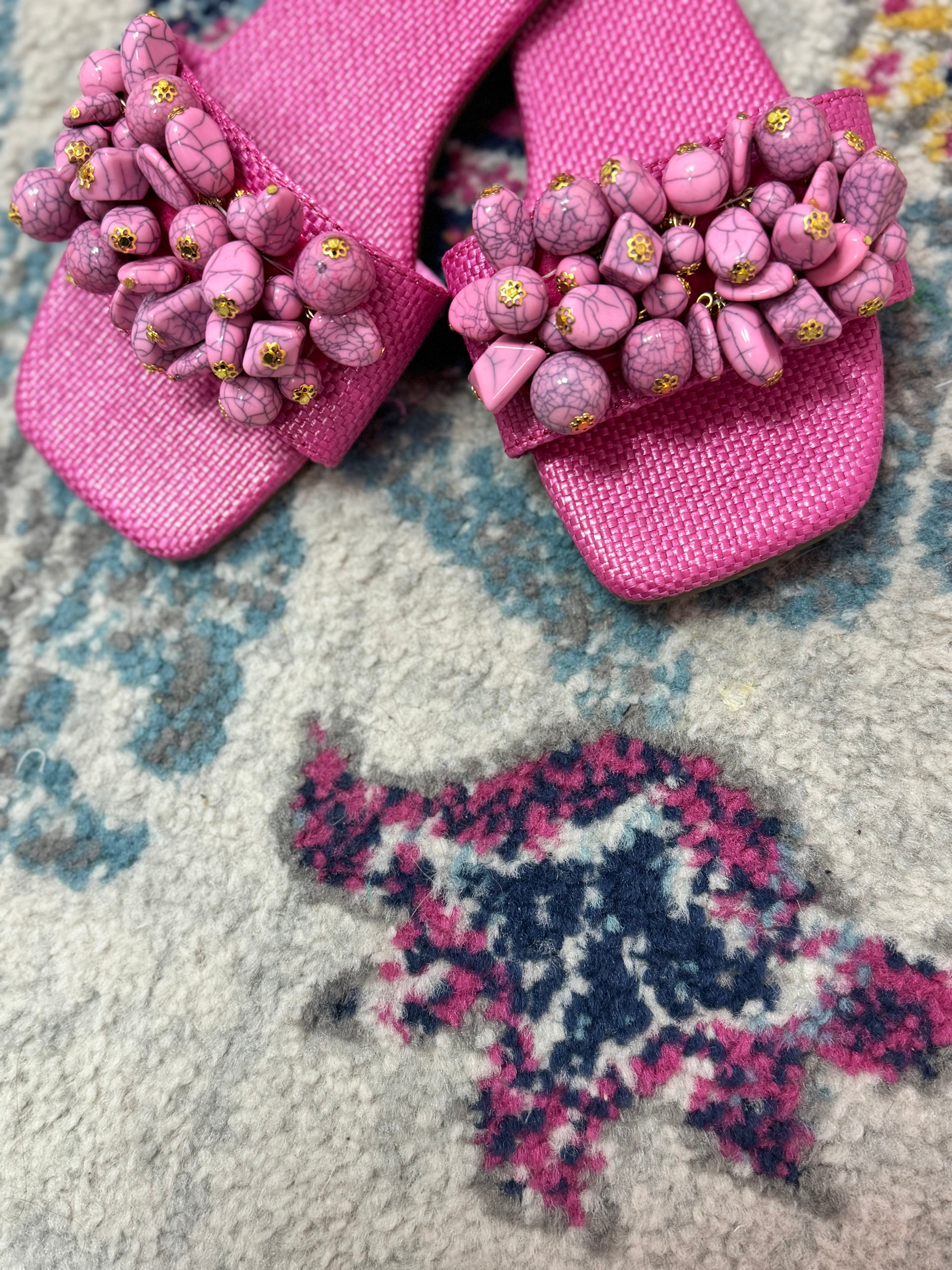 Pink beaded sandals