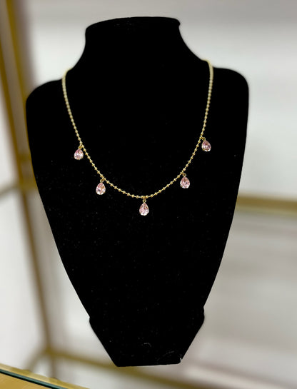 Crystal Color Drop Down Magnetic Necklace  (3 colors) FS