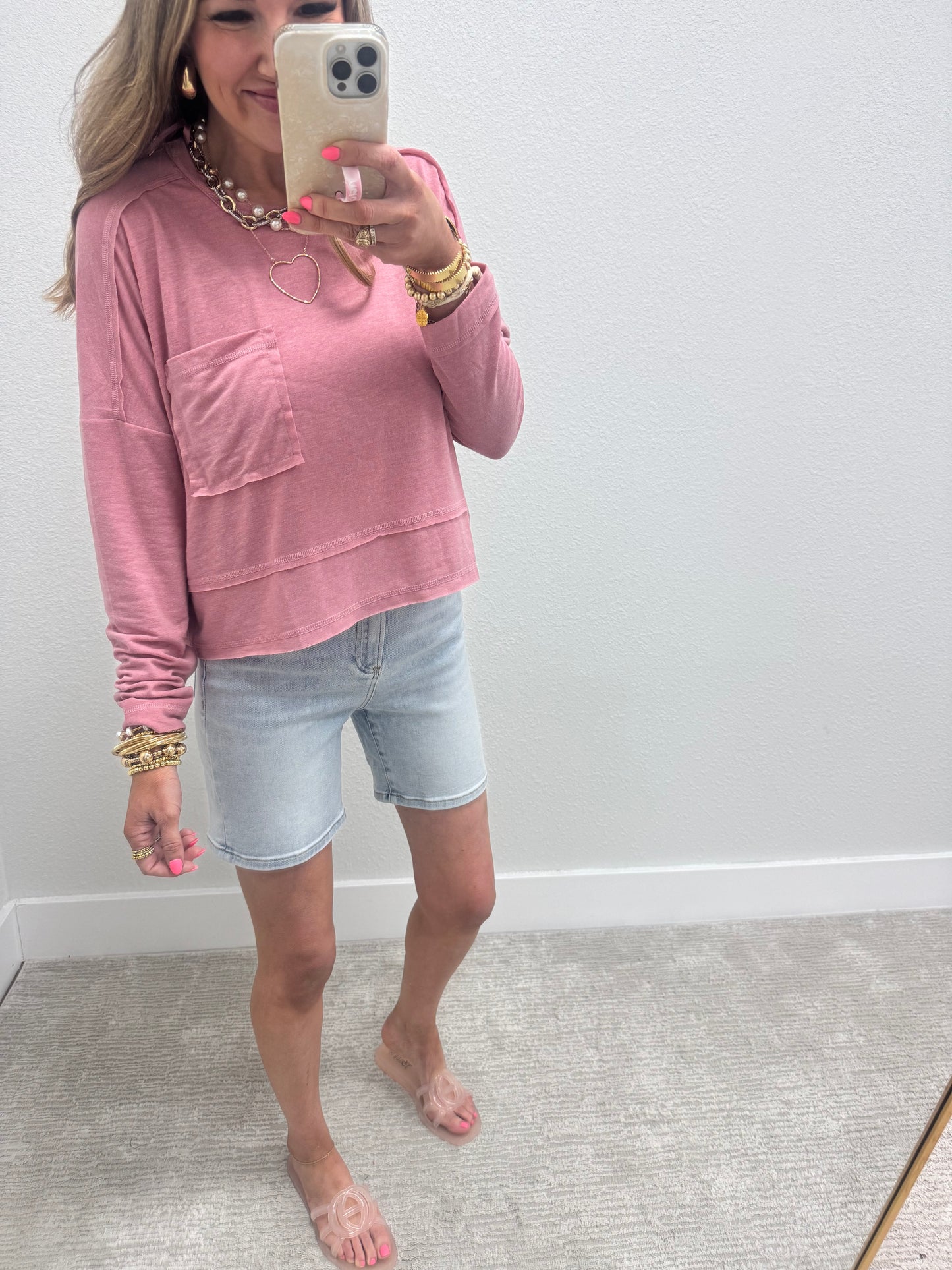 Light Wash High Rise Denim Shorts