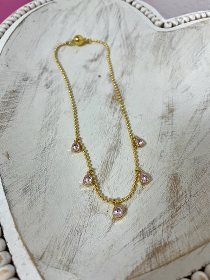 Crystal Color Drop Down Magnetic Necklace  (3 colors) FS
