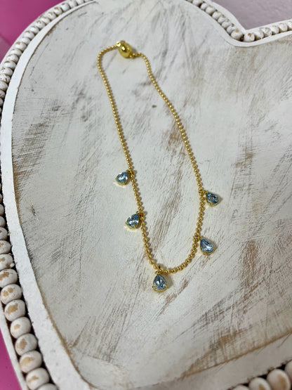 Crystal Color Drop Down Magnetic Necklace  (3 colors) FS