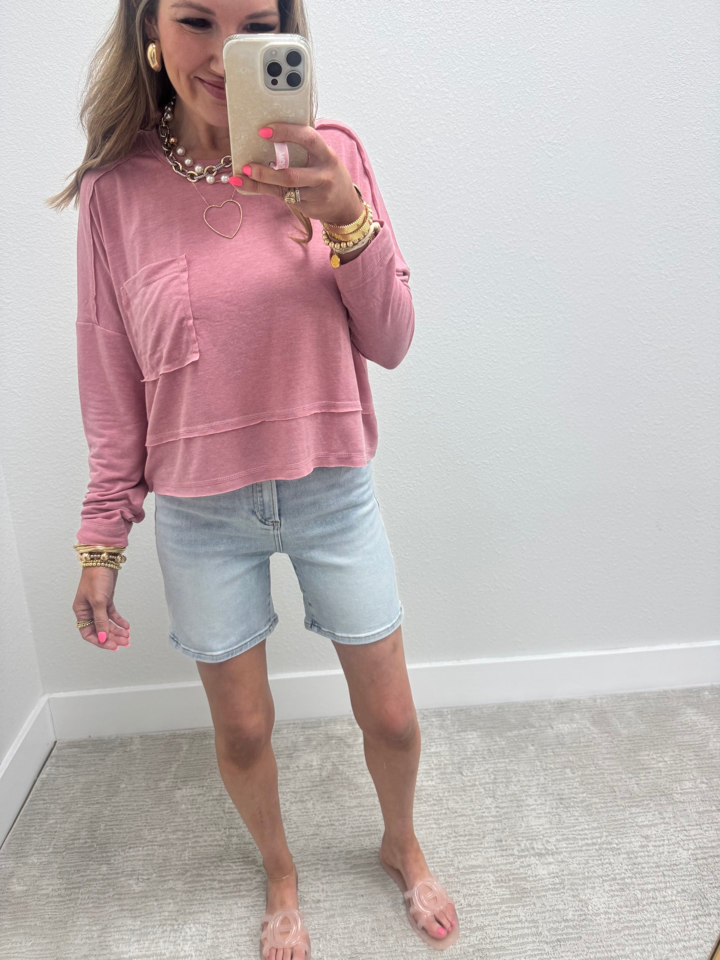 Light Wash High Rise Denim Shorts