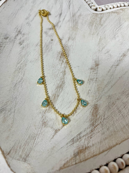 Crystal Color Drop Down Magnetic Necklace  (3 colors) FS